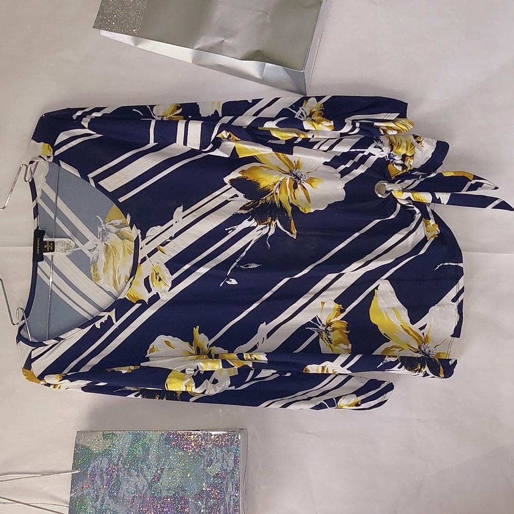 Espresso Long Sleeve Floral Blouse